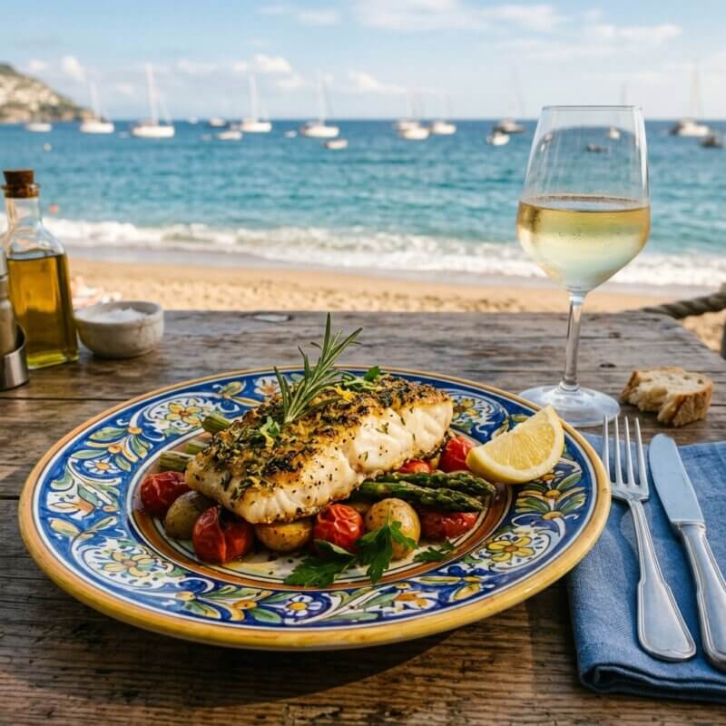 grilovaná treska na zelenine